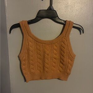 Forever 21 Cable Knit Crop Tank — Camel Brown